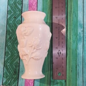 Cream and Gold Vase with Floral Design